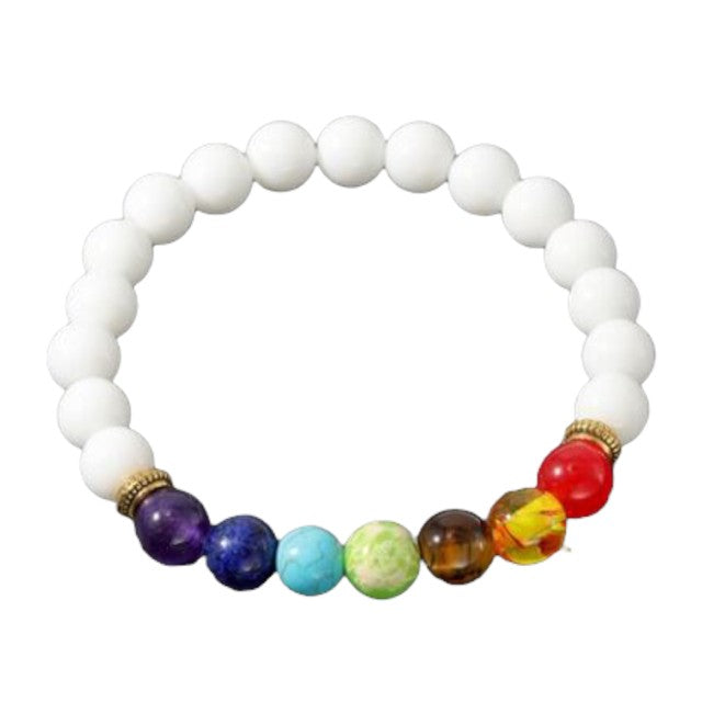 7 Chakra Witte Agaat Armband Myspirituals