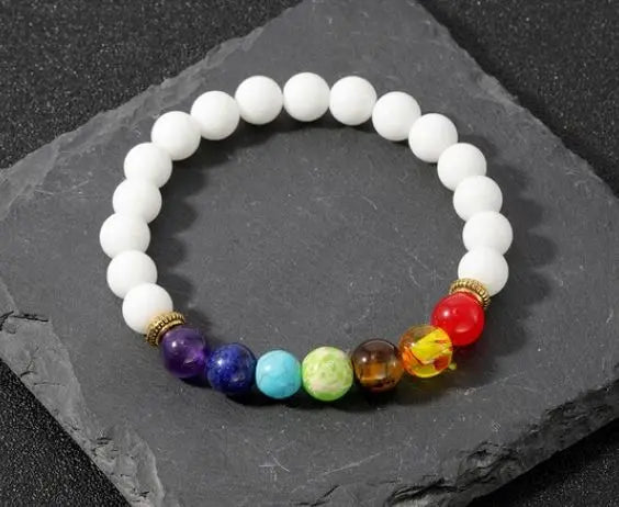 7 Chakra Witte Agaat Armband Myspirituals