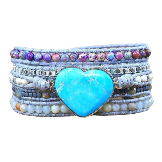 Amazoniet hart wikkelarmband Myspirituals