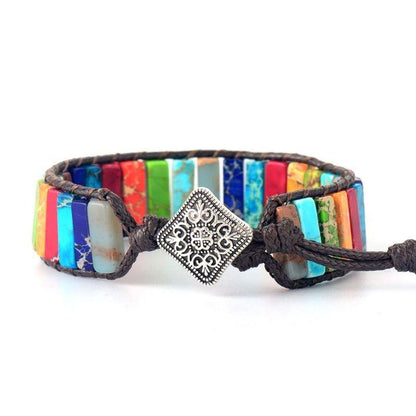 Leren Regenboog Chakra Armband - Handgemaakt Myspirituals