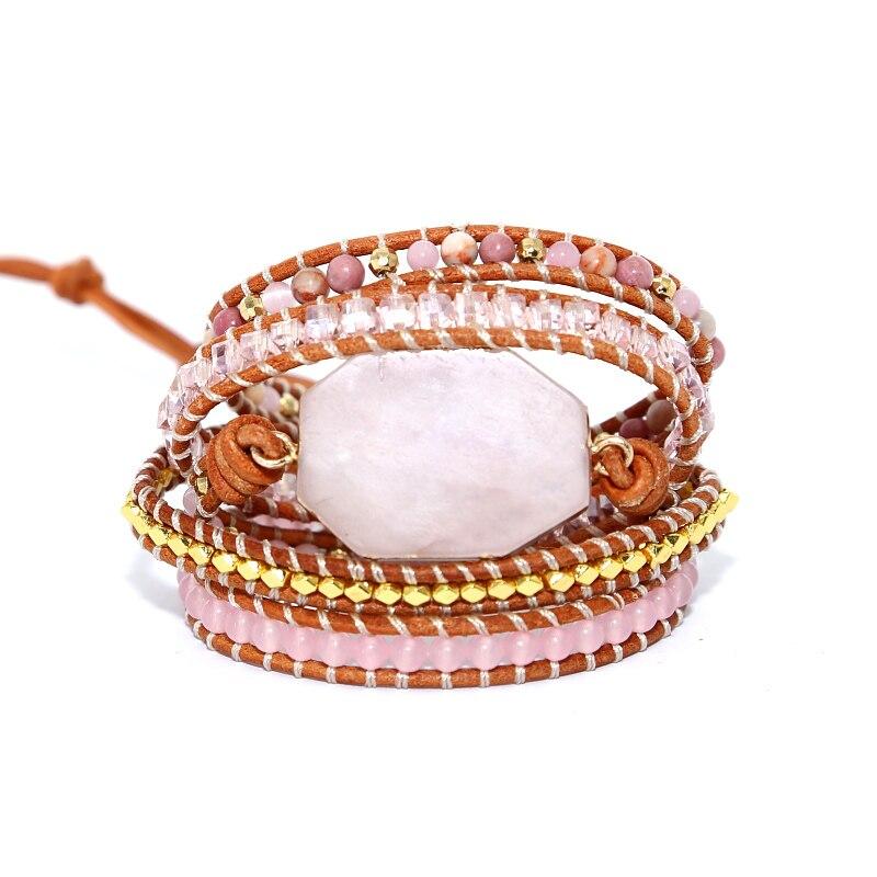 Natuurstenen Kwarts Wikkelarmband - Roze Myspirituals