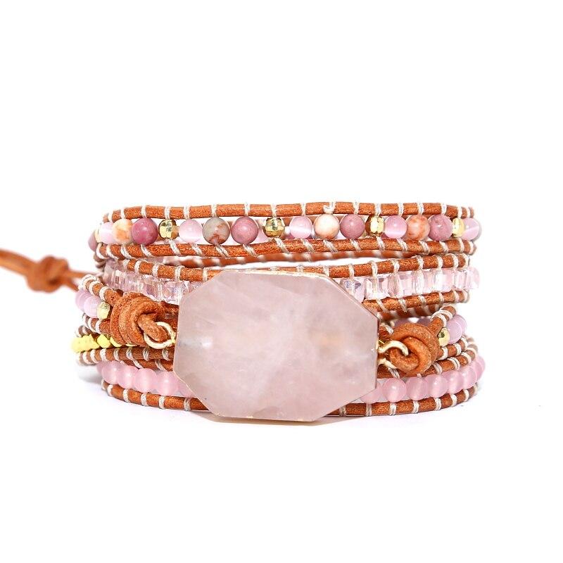 Natuurstenen Kwarts Wikkelarmband - Roze Myspirituals