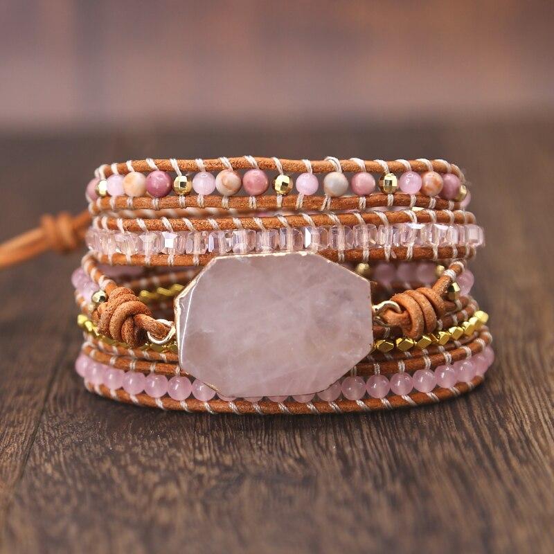 Natuurstenen Kwarts Wikkelarmband - Roze Myspirituals