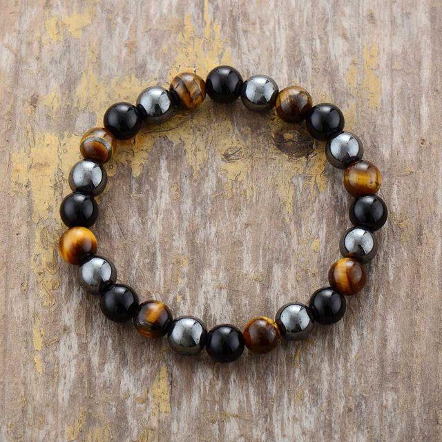 Tijger Oog, Obsidiaan en Hermatiet Armband - Natuursteen Myspirituals