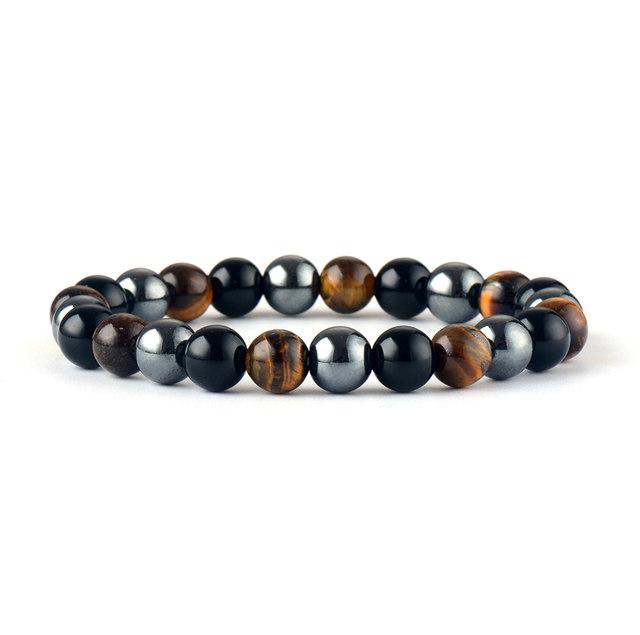 Tijger Oog, Obsidiaan en Hermatiet Armband - Natuursteen Myspirituals